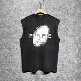 Purple Brand Distressed Tank T Shirts Distressed Sleeveless T-shirt Vest