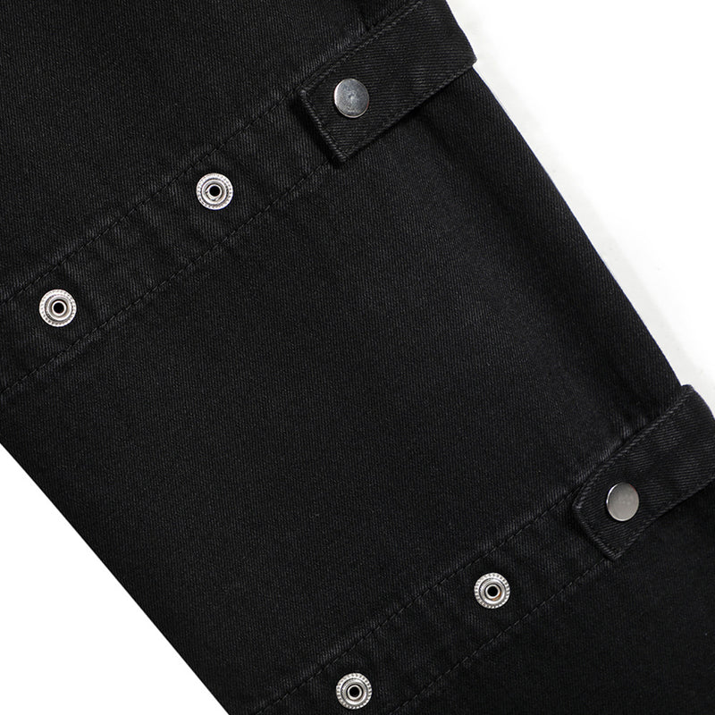 Men Jeans Rock Jeans Personality Design Bandage Button