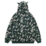 Men Fleece Lined Hoodie Camouflage Cardigan Sweater Men's Autumn and Winter High Street Zip Long Sleeve Coat