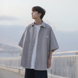 Men Shirts Short Summer Loose Teen Leisure