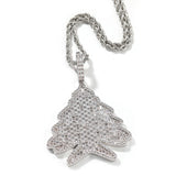 Jewelry Zircon Christmas Tree Hip Hop Pendant Necklace Spectrum