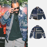 Kapital Hoodie Vintage Stitching Ancient Cloth Paisley down Shirt Coat Cotton-Padded Jacket