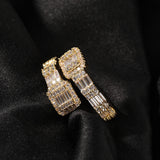 Rings 18K Gold Copper Plated T Square Zircon Ring Spectrum