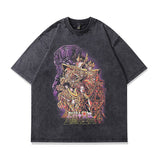 Men T-Shirt Retro Cartoon Print Distressed Loose