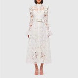 Bohemian Dress Socialite Bell Sleeve Hollow Thin Dress