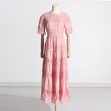 Bohemian Dress French Embroidery Lace Hollow Dress