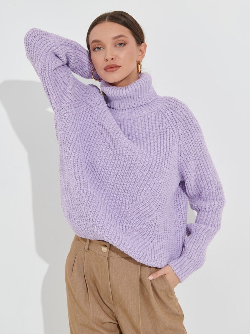 Women Work Business Casual Sweats Knitted Loose Turtleneck Thick Sweater