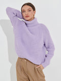 Women Work Business Casual Sweats Knitted Loose Turtleneck Thick Sweater