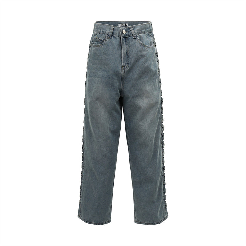 Men Jeans Loose Side Woven Stitching