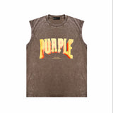 Purple Brand Distressed Tank T Shirts Distressed Sleeveless T-shirt Vest
