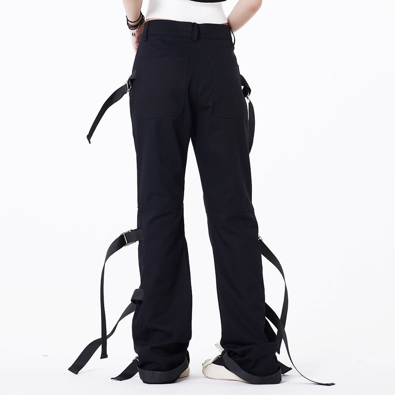 Men Jeans Punk Bandage Solid Color