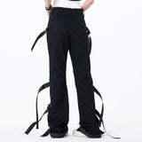 Men Jeans Punk Bandage Solid Color