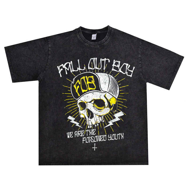 Rock Star T Shirt Fall Out Boy down Boy Rock Cotton T-shirt Cotton Short Sleeve Loose Men and Women