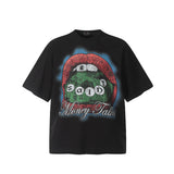 Unisex T-Shirts Saint Michael Vintage Lip Abstract Print Short Sleeve