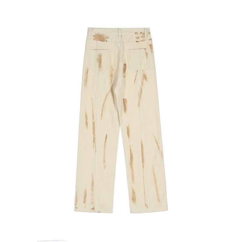 Men Jeans Splash Ink Personalized Punk Loose Wide Leg
