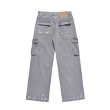 Men Jeans Pleated Overalls Retro Make Old Ripped Casual