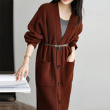 Women Knitted Cardigan Retro Loose Thick Sweater