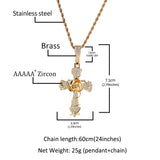 Jewelry Copper Set 5A Zircon Rose Cross Pendant Necklace Angel Pieces Egypt Pieces Jesus Pieces