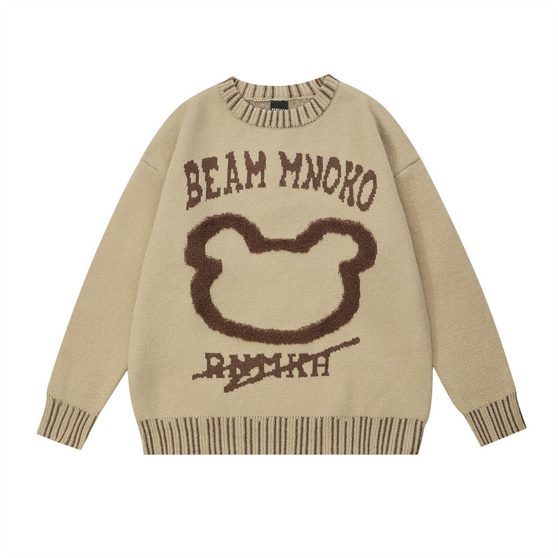 Men Sweater Bear Jacquard Sweater Sweater Loose Casual