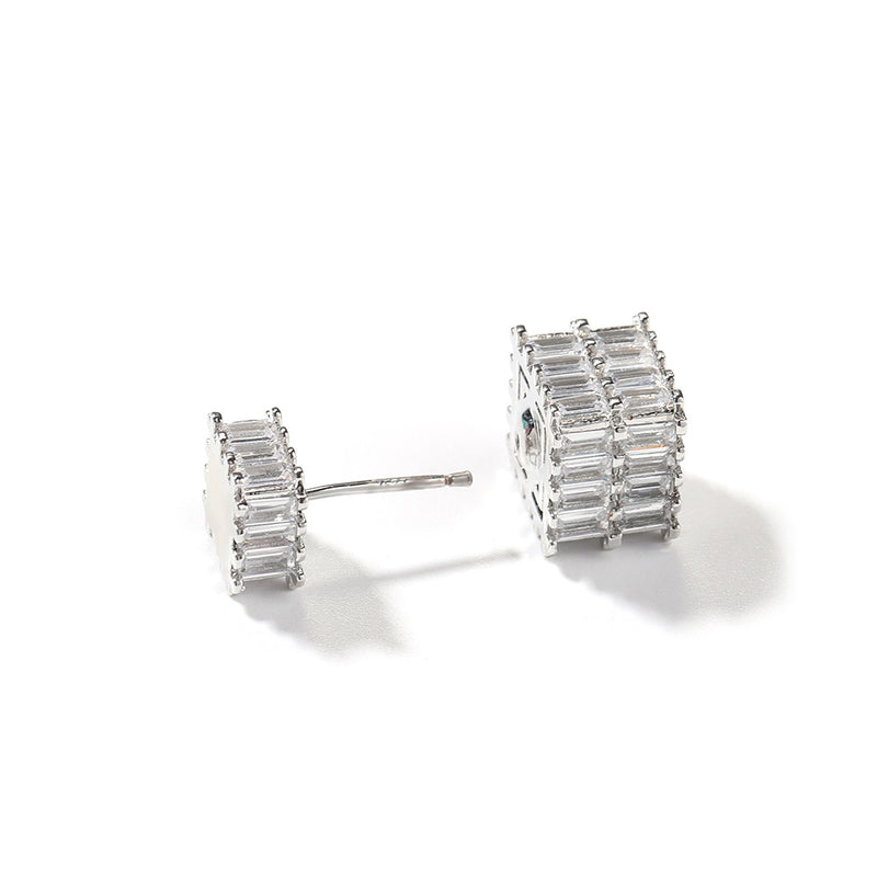 Earrings Hip Hop Zircon Square Earrings rapper