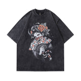 Men T-Shirt Summer Distressed Cartoon Oversize