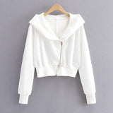 Women Hoodie Retro Small Loose Cardigan