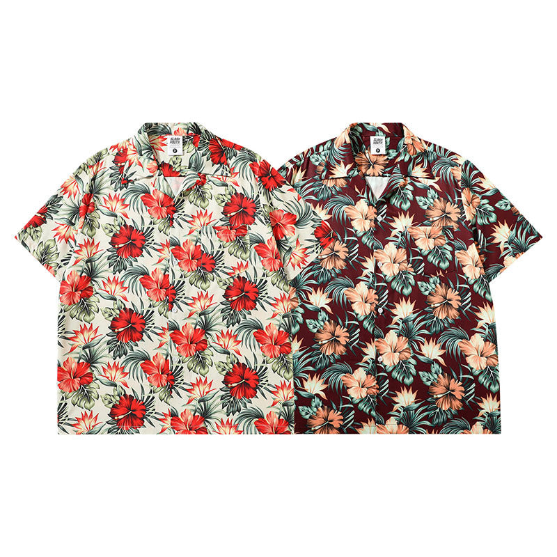 Short Sleeve Shirt Vintage Floral Hawaiian Vacation Shirt