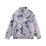Men Cotton Mixed Jacket Coat Thermal Cotton-Padded Clothes Coat Men's Clothing Autumn and Winter Letters Polo Collar Jacket
