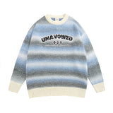 Women Sweater Gradient Color Striped Knitted All-Matching Sweater
