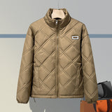 Mens Vintage Jackets Loose Plaid Vintage Padded Jacket