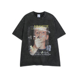 Men T-shirt Portrait Printing Oversize Retro Loose