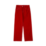 Men Jeans Simple Solid Color Loose Leisure All-Matching