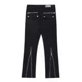 Men Jeans Zipper Pocket Casual Straight-Leg Loose