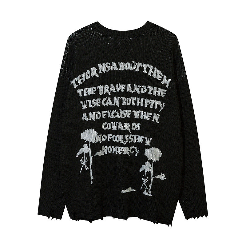 Women Sweater Vintage Oversize Portrait Sweater