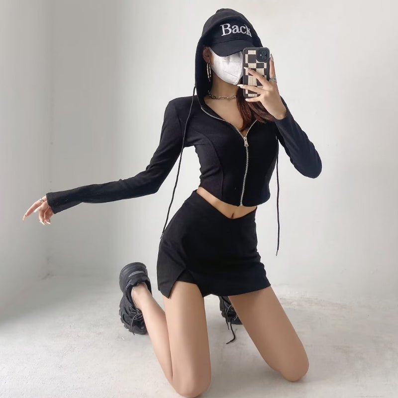 Women Hoodie Sexy Short Slim Fit