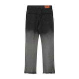Men Jeans Gradient Color Loose Hole Burr