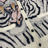 Kapital Sweater Vintage Jacquard Tiger Totem Knitted V-neck Japanese Sweaters Cardigan Jacket