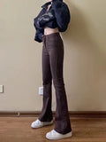 Women Jeans Retro Slim Fit Bell-Bottom Pants Stretch Tight