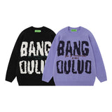 Women Sweater Graffiti Letter Jacquard Soft Idle Style