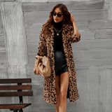 Women Fur Jacket Fashion Casual Leopard Print Plush Coat