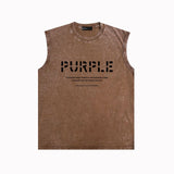 Purple Brand Distressed Tank T Shirts Distressed Sleeveless T-shirt Vest