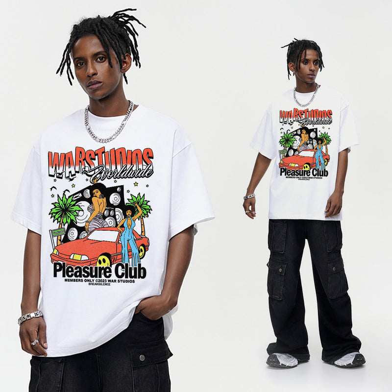 Vintage T-shirts Printed Short Sleeve T-Shirt Summer Casual Trend Brand Loose Cotton