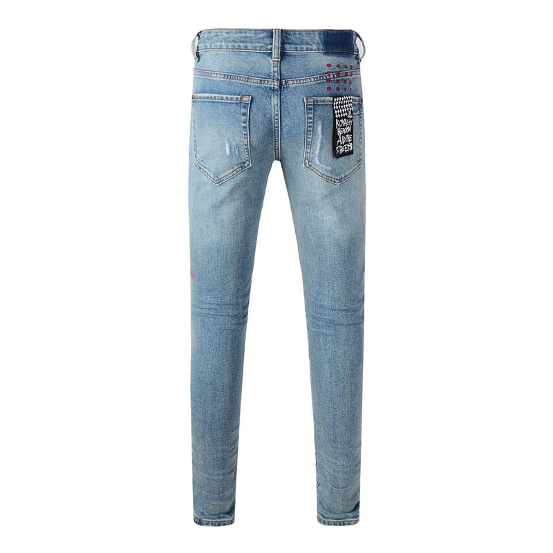 KSUBI Jeans Slim Fit Casual Stretch Ripped Jeans