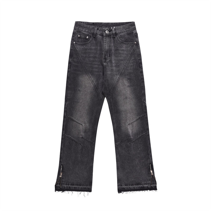 Men Jeans Old Loose Punk Stitching Edging