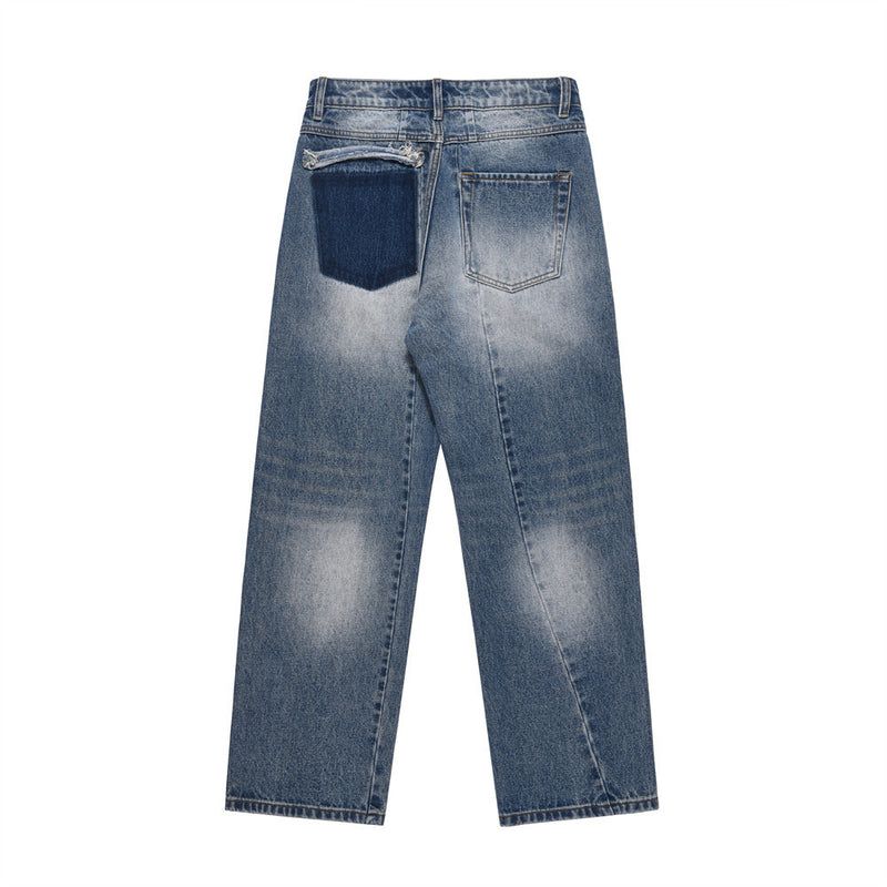 Men Jeans Ground White Personality Stitching