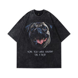 Men T-Shirt Distressed Rock Print Loose