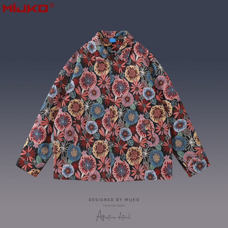 MIJKO Mens Jacket Embroidered Mainstream Fashion Jacket Windbreaker