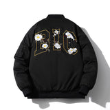 Mens Vintage Jackets Floral Embroidered Jacket Loose Casual Baseball Uniform