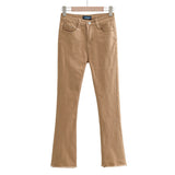 Women Jeans Retro Frayed Flared Pants Slim Stretch