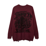 Women Sweater Creative Pattern Loose Hole Knit Sweater